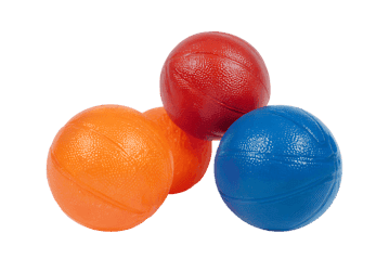 Three colorful balls stacked together