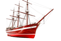 Detailed sailing ship with masts and rigging