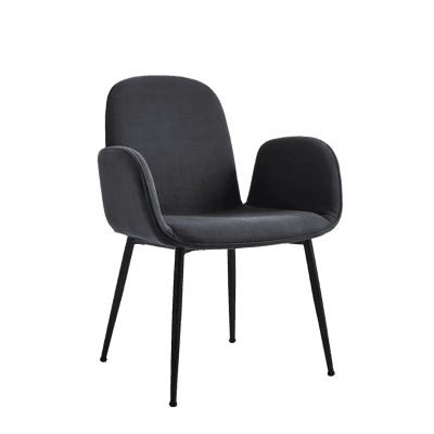 Stylish dark grey armchair with black legs Home decor interior design