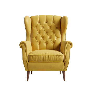 Elegant mustard yellow wingback armchair Comfortable stylish home decor