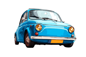 Blue vintage car illustration