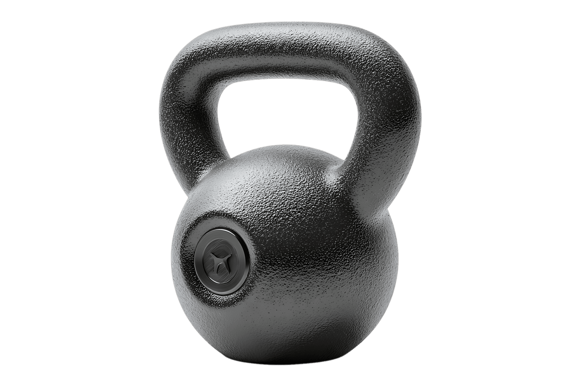 Close up of a single black kettlebell