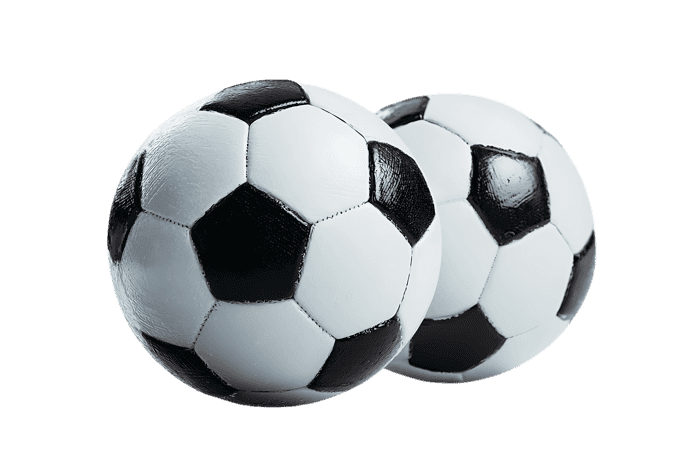 Two soccer balls close up. Sport, game, competition.