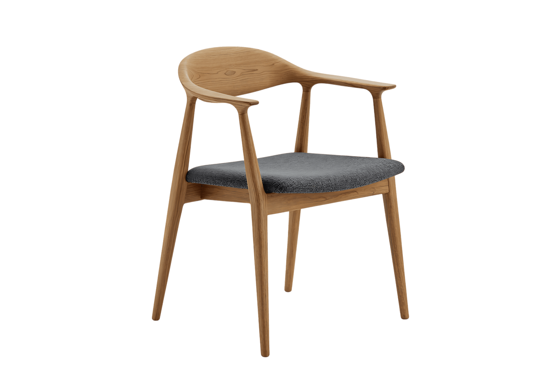 Modern wooden chair with gray fabric seat