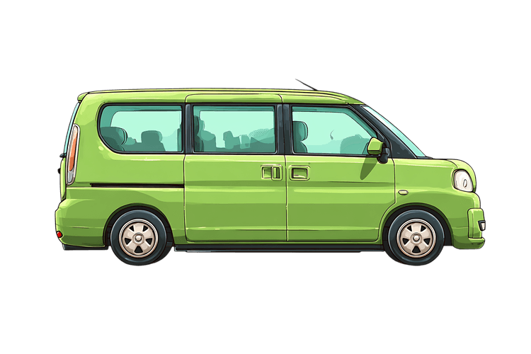 Illustration of a green kei car