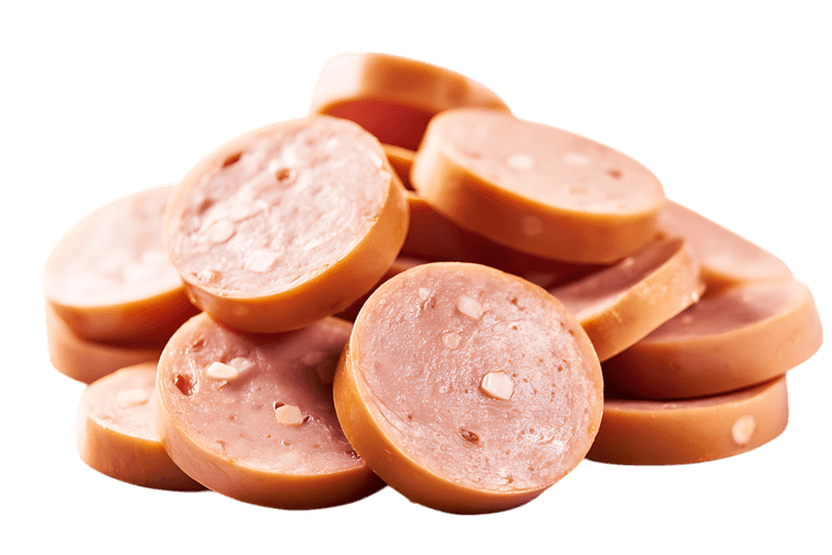 Close-up of sliced sausages