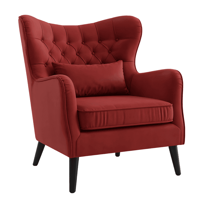 Red Wingback Armchair Upholstered Chair