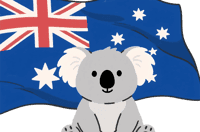 Cartoon koala with australian flag