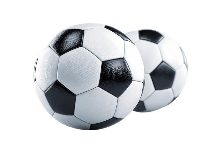 Two soccer balls, close up view.