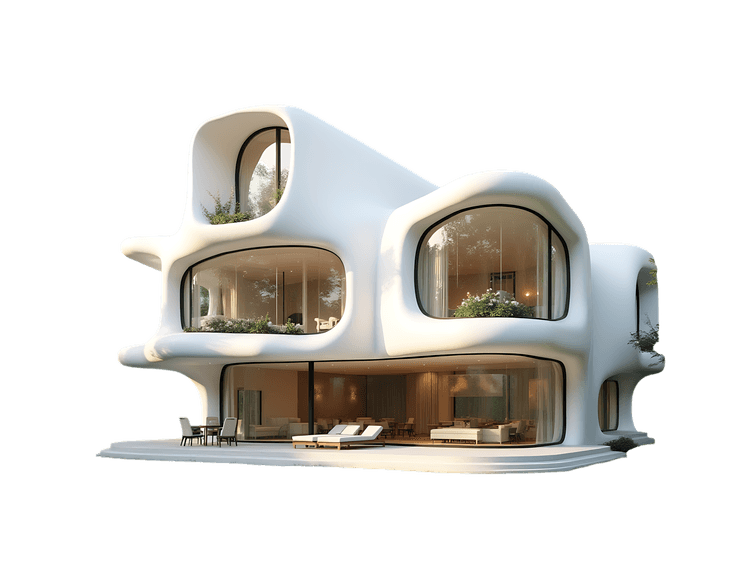 Modern white luxury home with organic architecture