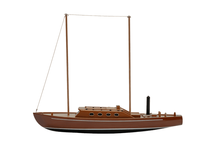 Vintage steam yacht model boat, nautical decor