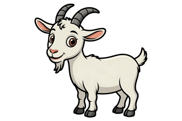 Cartoon goat illustration for farm themes and animal designs