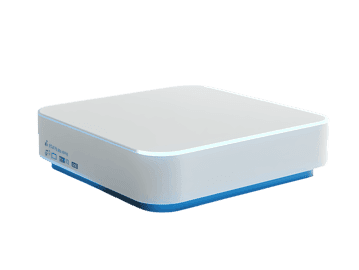 White and blue square network device
