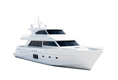 Luxury white motor yacht on the water