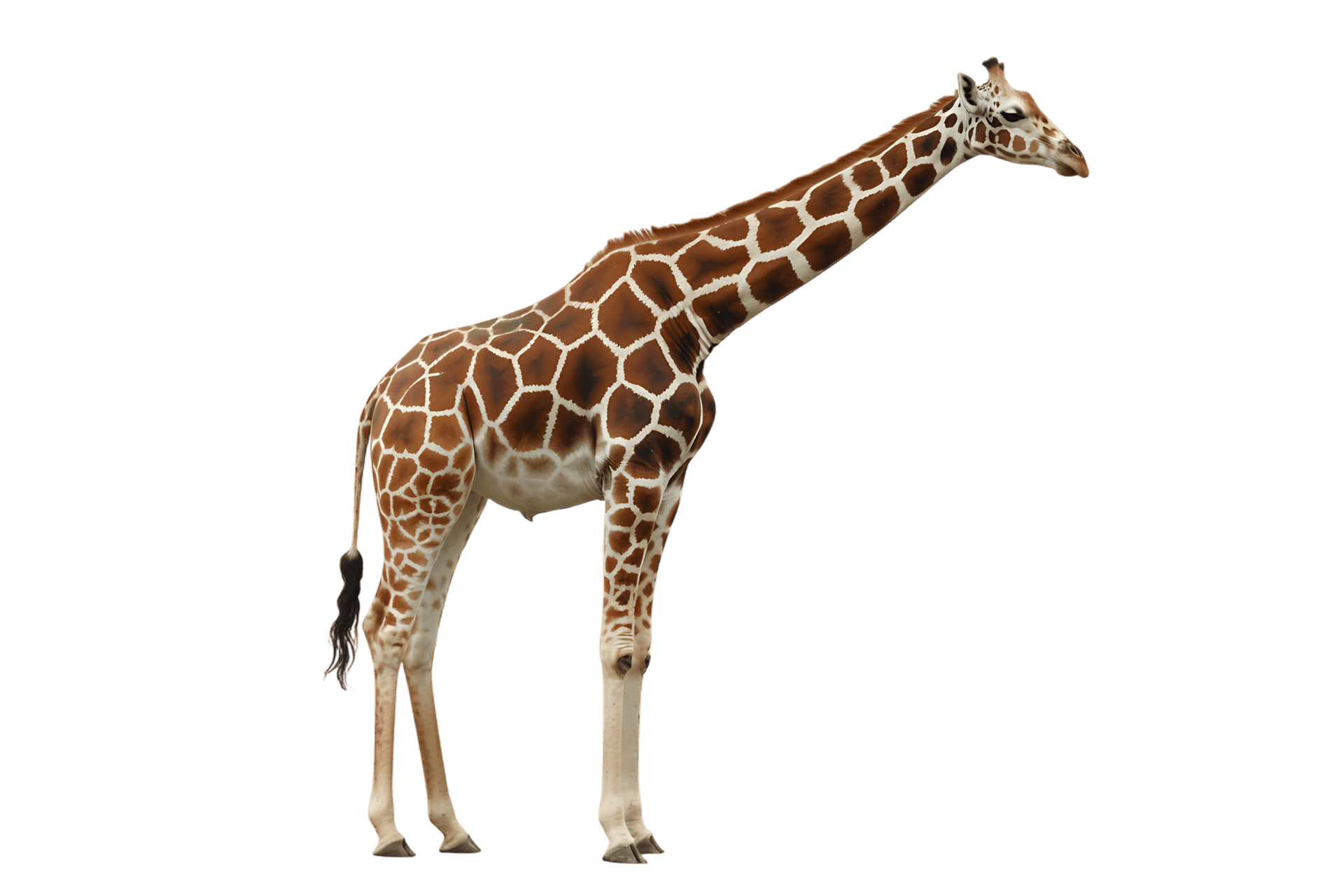 Tall giraffe with brown and white spots
