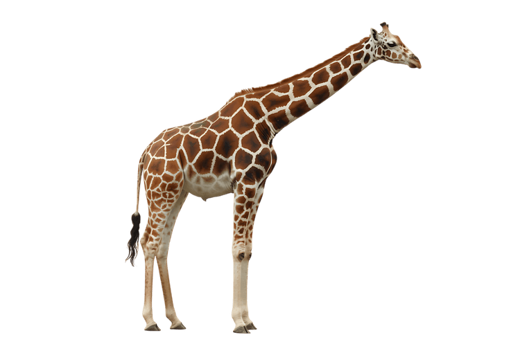 Tall giraffe with brown and white spots