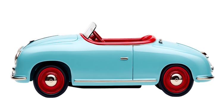 Classic blue and red convertible car