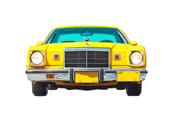 Yellow vintage car front view