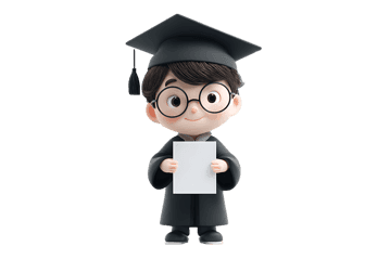 Cute cartoon graduate holding a diploma