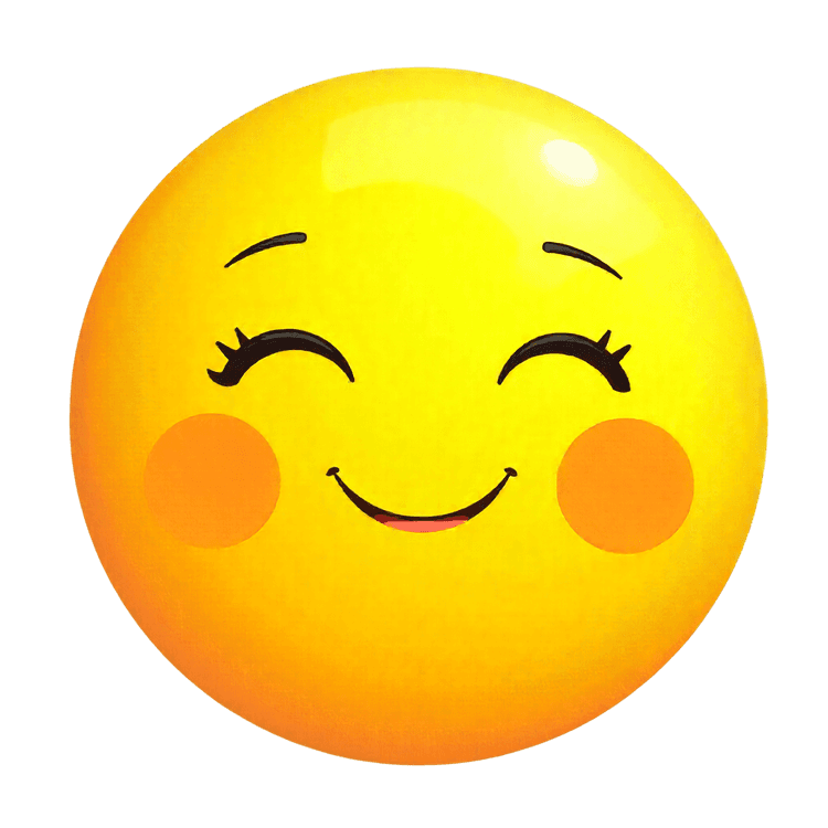 Smiling emoji with rosy cheeks expressing happiness