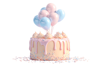 Pastel birthday cake with balloons553