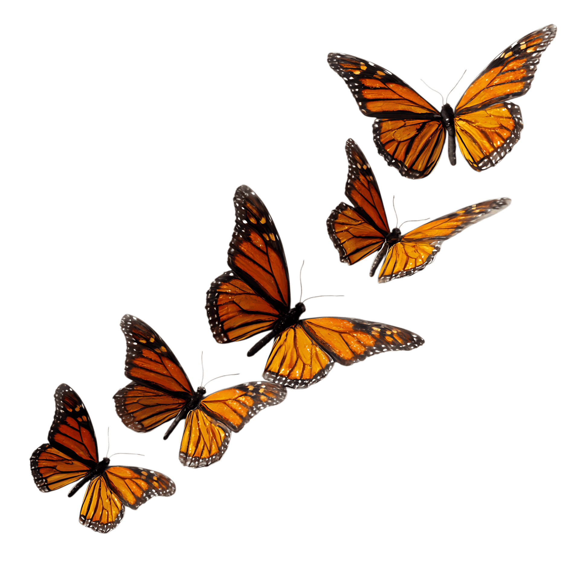 Monarch butterflies in flight