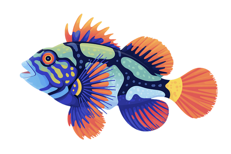 Vibrant mandarin fish illustration for marine and aquatic designs