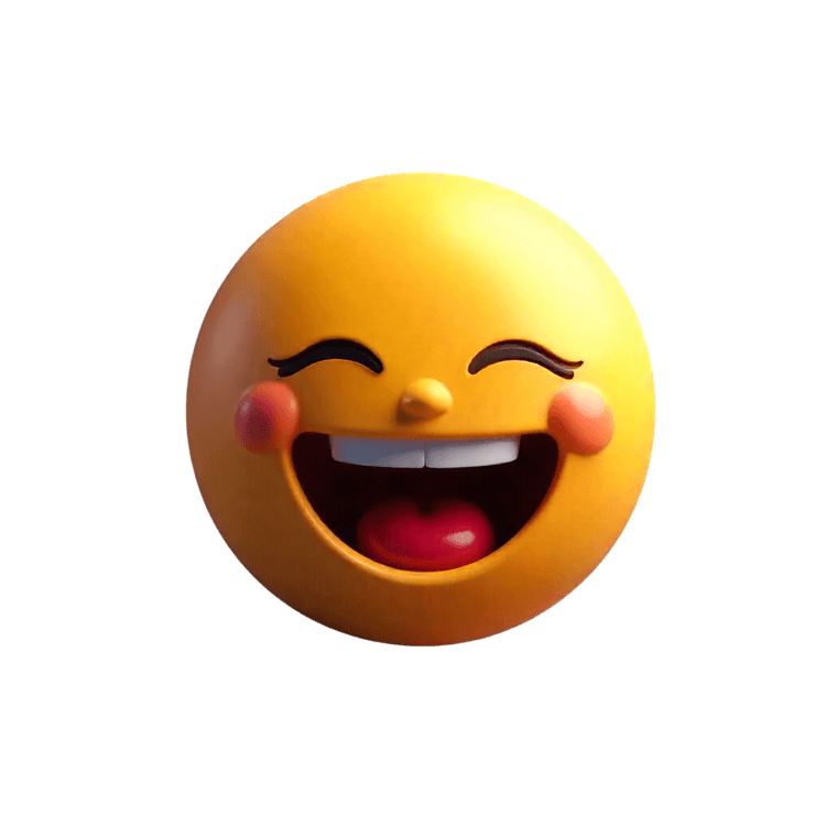 Happy emoji with open mouth and rosy cheeks