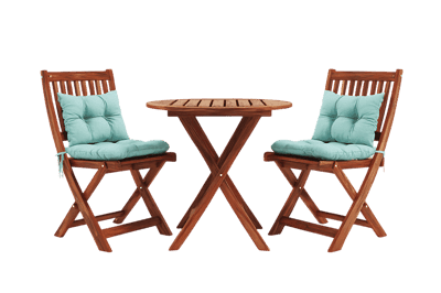 Wooden garden furniture set with cushions