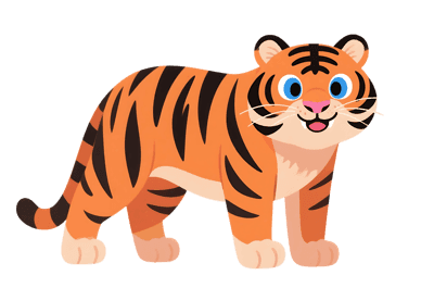 Cartoon tiger illustration, cute animal character
