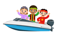 Multicultural kids on a boat trip
