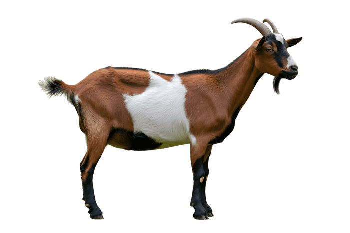 Standing goat portrait on transparent background