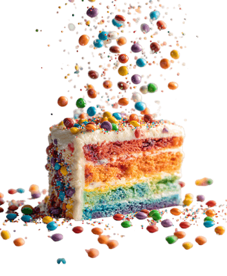 Rainbow layer cake with sprinkles