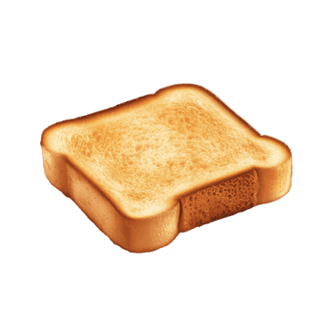 Perfectly toasted bread slice, golden brown.