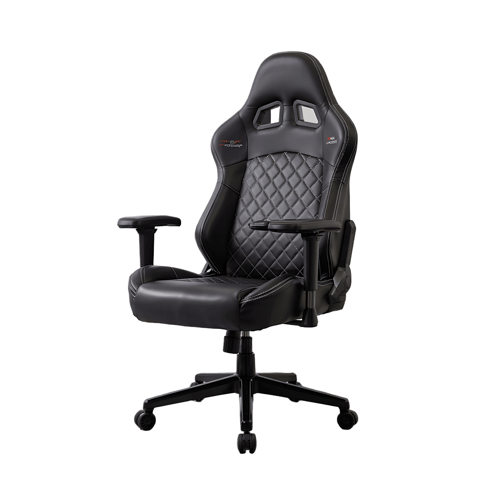 Black leather gaming chair with diamond pattern