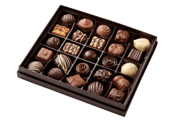 Assorted gourmet chocolates in a box