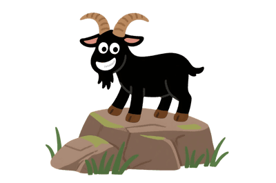Cartoon goat on a rock