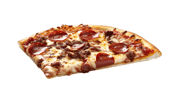 Delicious meat lovers pizza slice