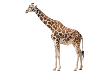 Tall giraffe with a long neck and spotted coat