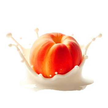 Red apple dropping into milk creating a splash, isolated on white background