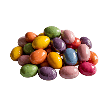 Colorful chocolate eggs candy pile
