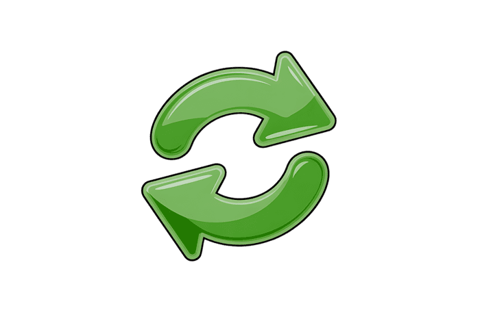 Green circular arrows, reload, refresh, recycle illustration