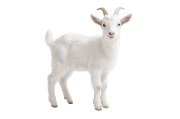 Standing white goat isolated