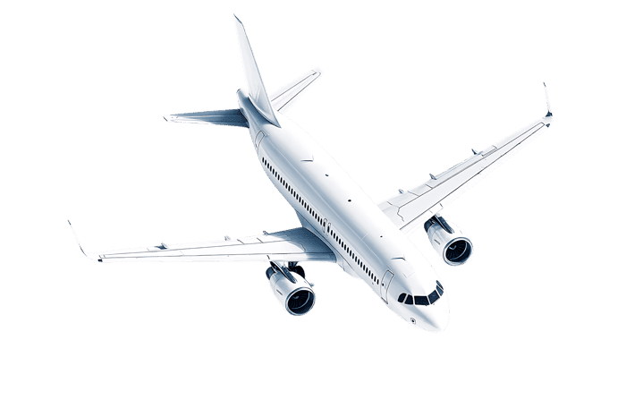 White airplane soaring through the sky. Travel, journey, and aviation concept.