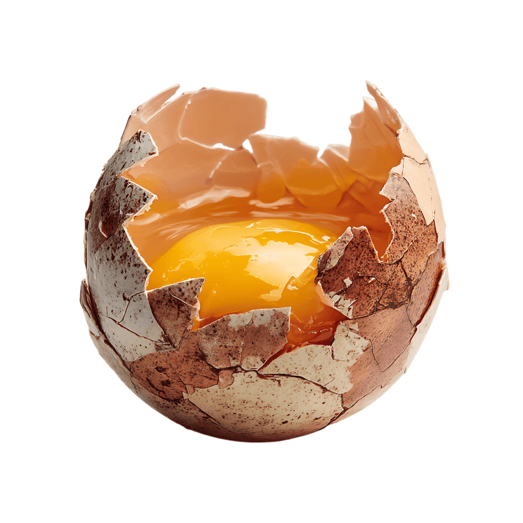 Broken eggshell revealing yolk