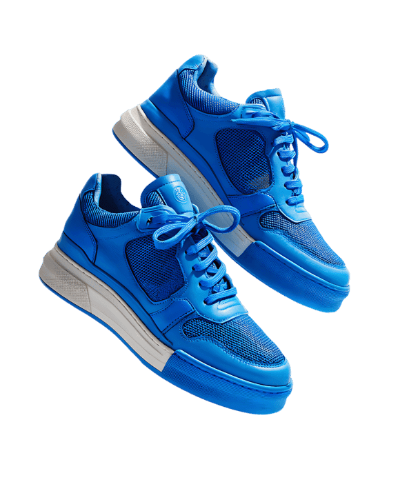 Bright blue sneakers a stylish choice