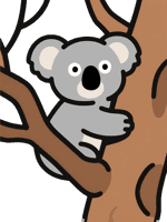 Cartoon koala bear in tree illustration