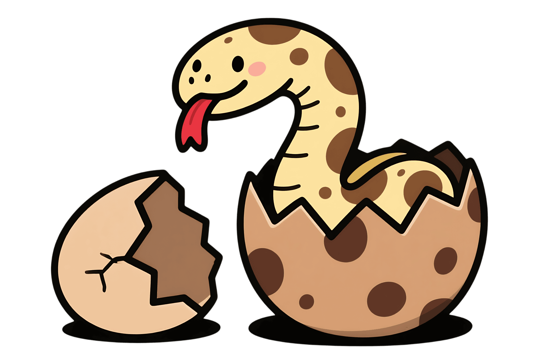 Cartoon snake hatching from egg