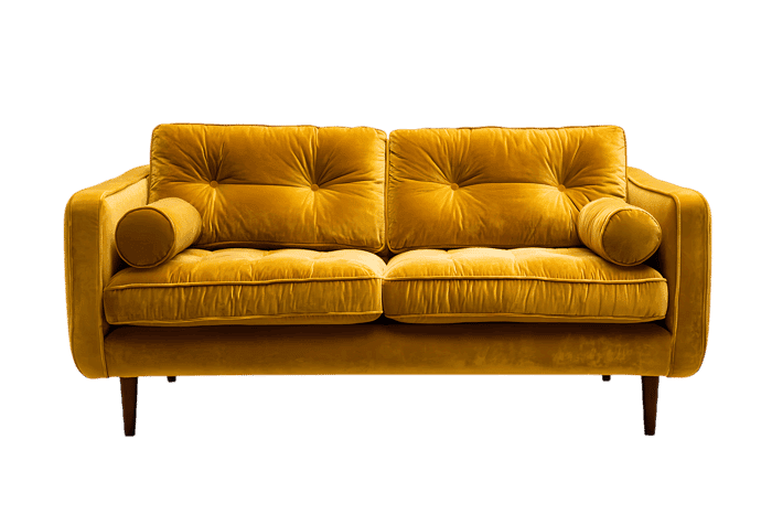 Mustard yellow velvet sofa modern design
