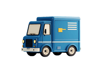 Cute cartoon style delivery van, perfect for business logos and branding.